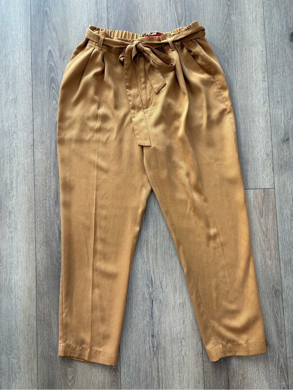 Cartonnier Tie-Waist Cropped Ankle Pants in Camel Brown - Picture 2 of 5